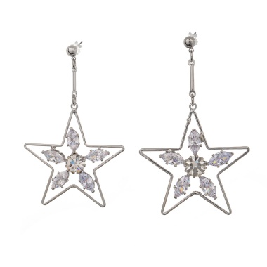 Серьги Moon Paris, Ringo, со звездой и кристаллами, MR-23.12-066 серебристый