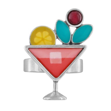 Кольцо TARATATA, Cocktail, разъемное, с цветной смолой и бусинами, TT-E24-05412-10M серебристый