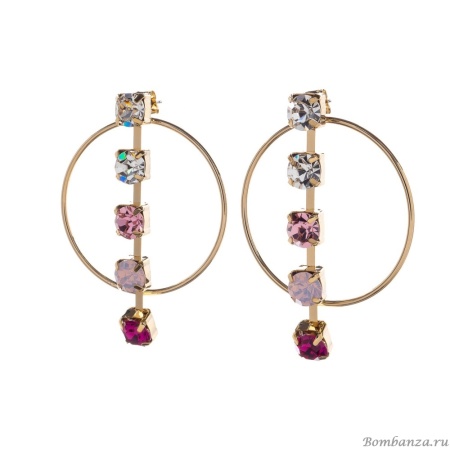 Серьги Moon Paris, Ringo Queen, с цветными кристаллами, MRQ-23.12-093 розовый
