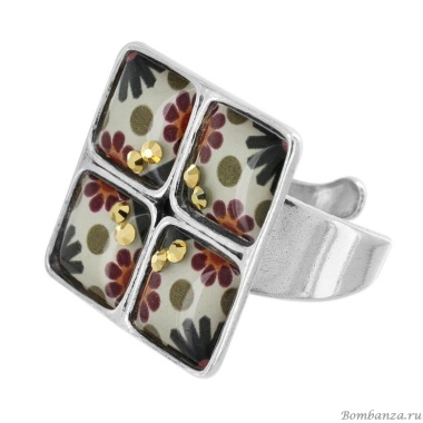 Кольцо TARATATA, Ceramik, разъемное, с цветной смолой и стразами, TT-W23-06429-10M серебристый