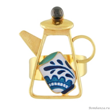 Кольцо TARATATA, Cannelle, разъемное, с цветной смолой и бусинами, TT-E24-01402-204 синий
