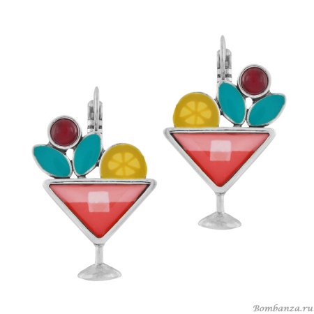 Серьги TARATATA, Cocktail, с цветной смолой и нефритовыми бусинами, TT-E24-05744-10M серебристый