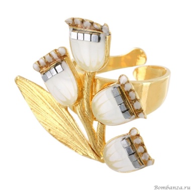 Кольцо TARATATA, Amourette, разъемное, с цветной смолой и бусинами, TT-T23-02402-201 белый