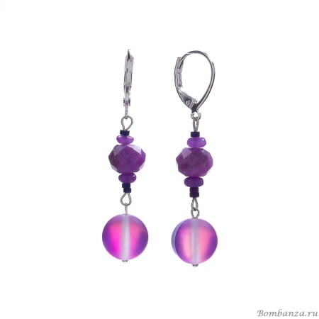 Серьги Lanzerotti, Pervinca, с сугилитом, агатом и кристаллом матовым, LZ-22.05-102 фиолетовый
