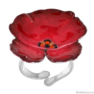 Кольцо TARATATA, Bloom, разъемное, смола, стразы, микрошарики, TT-W23-11432-103 красный