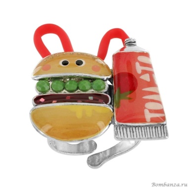 Кольцо TARATATA, Ketchup, разъемное,смола,блестки,микробусины,шнур, TT-W23-08421-10M серебристый
