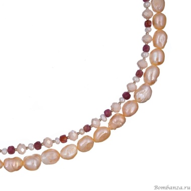 Колье Lanzerotti, Alba, двойное, жемчуг, содалит и кристаллы, LZ-24.02-041 розовый