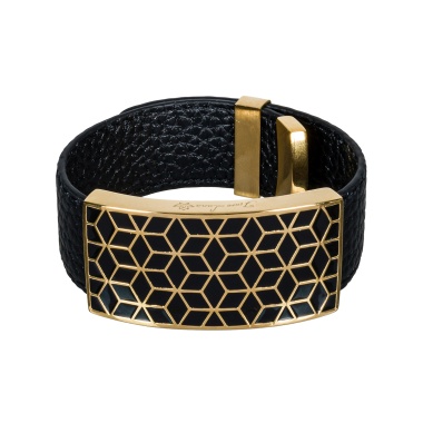 Браслет Fiore Luna, на кожаном черном ремешке, CB03209-4 G