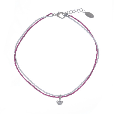 Колье Lanzerotti, Glicine, двойное, жемчуг, кристаллы, корона, LZ-24.04-193 розовый