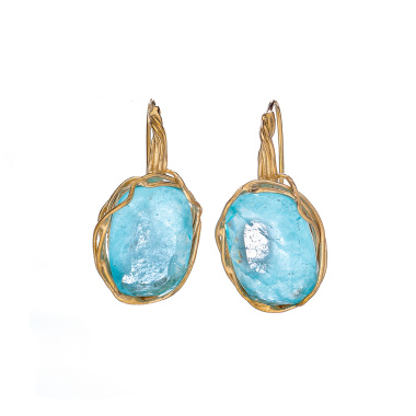Серьги Estrosia, с аквамариновым кристаллом, ES-OREQ5-3A голубой