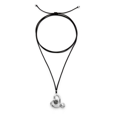 Ожерелье UNOde50 Ser Expresiva с черным кристаллом, с серебром на текстильном шнурке COL2012NGRMTL0U