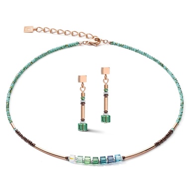 Комплект Coeur de Lion, Shades Of Green-Petrol, серьги и колье, 5027/10-21-0537 Комплект Coeur de Lion, Shades Of Green-Petrol, серьги и колье, 5027/10-21-0537