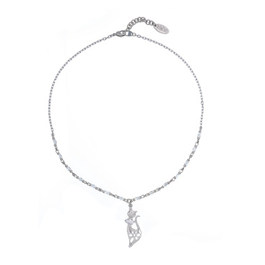 Колье Lanzerotti, Cuori, кристаллы, подвеска-кошка, LZ-24.02-153 серебристый