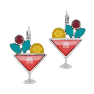 Серьги TARATATA, Cocktail, с цветной смолой и нефритовыми бусинами, TT-E24-05744-10M серебристый