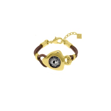 Браслет VIDDA, Fire, кожаный, с кристаллом Swarovski, VD25.2-02343 серый