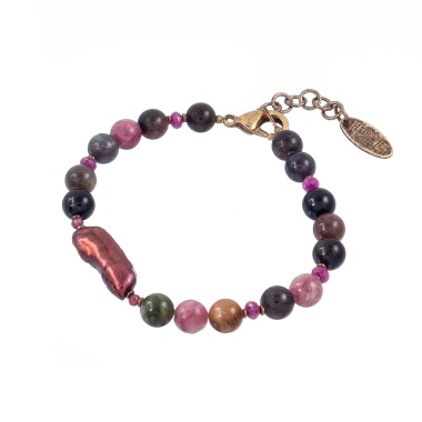 Браслет Lanzerotti, Elisir, с турмалином, жемчугом и рубином, LZ-25.10-324 розовый