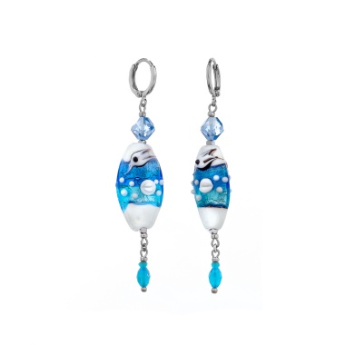 Серьги Lanzerotti, Marino, с муранским стеклом и кристаллами, LZ-25.06-180 голубой