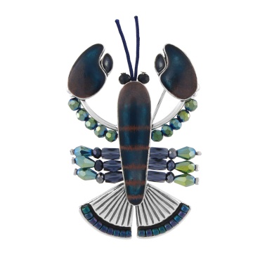 Брошь TARATATA, Mr Lobster, с цветной смолой, бусинами и шнуром, TT-T24-04204-104 синий
