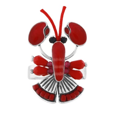 Кольцо TARATATA, Mr Lobster, разъемное, со смолой, бусинами и шнуром, TT-T24-04411-103 красный
