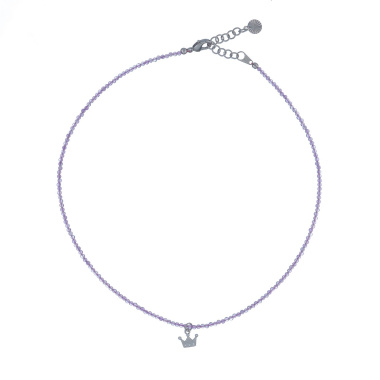 Колье Lanzerotti, Glicine, аметист, бисер, подвеска-корона, LZ-24.04-199 сиреневый