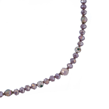 Колье Lanzerotti, Glicine, кристаллы,агат,бусина с росписью,гематит, LZ-24.04-214 сиреневый