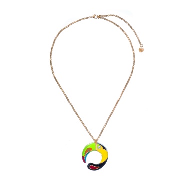 Колье Polina Firenze, тукан с кристаллом и эмалью, PF25.2-PE4317 золотистый