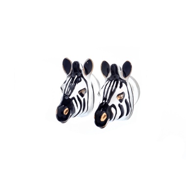 Серьги Polina Firenze, зебра с кристаллами и эмалью, PF25.2-OR4285 белый