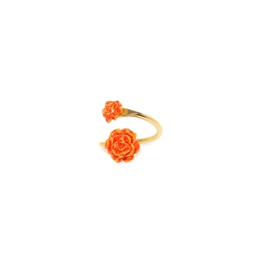 Кольцо Franck Herval, Clea, незамкнутое, с цветами покрытыми эмалью, FH23.2-19-63301 оранжевый
