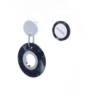 Серьги Nuance, асимметричные, с кольцом, NFN-21.10-039 черный
