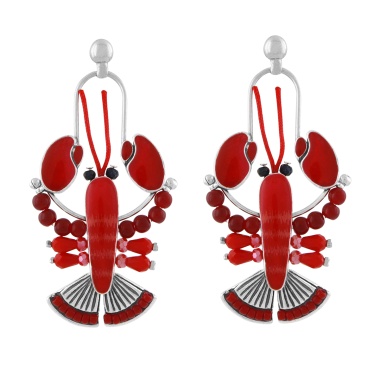 Серьги TARATATA, Mr Lobster, с цветной смолой, бусинами и шнуром, TT-T24-04924-103 красный