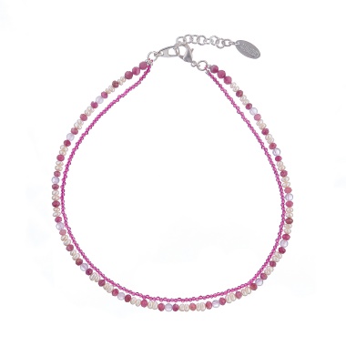 Колье Lanzerotti, Monroe, кварц, жемчуг, турмалин, кристаллы, LZ-23.07-236 розовый