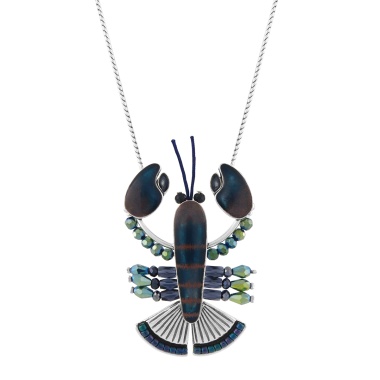 Колье TARATATA, Mr Lobster, с цветной смолой, бусинами и шнуром, TT-T24-04106-104 синий