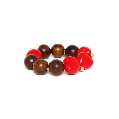 Браслет Nature Bijoux, Lumbang, стрейч, с роблес и лумбанг, NB23.2-13-43201 красный