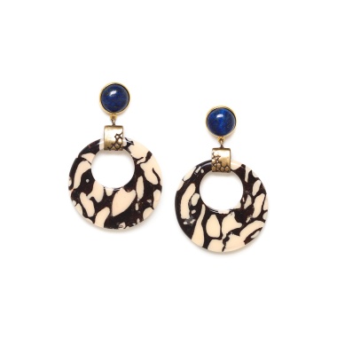 Серьги Nature Bijoux, Camouflage, с термитником в смоле и лазуритом, NB23.2-12-79100 синий