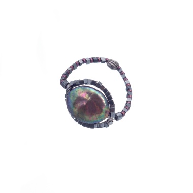 Кольцо Lanzerotti, Draghi, стрейч, с гематитом и бисером бордо, LZ-23.12-459 черный