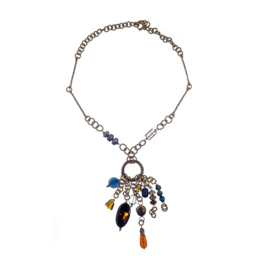 Колье Alcozer&J, сердолик,принит, лазурит,аметрин, кианит, AL-C148IK22 золотистый