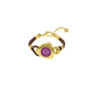 Браслет VIDDA, Fire, кожаный, с кристаллом Swarovski, VD25.2-02343 фуксия