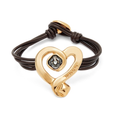 Кожаный браслет UNOde50 Ser Expresiva с черным кристаллом, с золотом PUL2542NGRORO0M