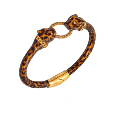 Браслет Polina Firenze, кафф, ягуар с кристаллами и эмалью, PF25.2-BR4176 коричневый
