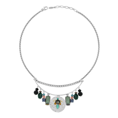 Колье TARATATA, Celeste, смола,слюдяная пудра,бусины,стразы, TT-W23-09116-104 зеленый