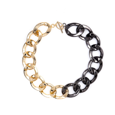 Колье Moon Paris, Ringo, с крупными, двухцветными звеньями, MR-22.03-073 золотистый