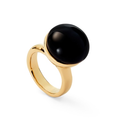 Кольцо UNOde50 Ser Fascinante с черным муранским стеклом, с золотом ANI0845NGRORO12