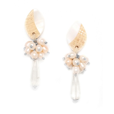 Серьги Nature Bijoux, El nido, перламутр, жемчуг, хрусталь, NB20.1-12-74230