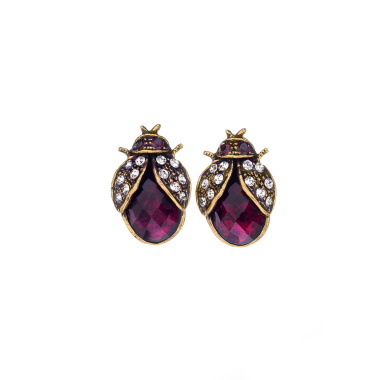 Серьги Alcozer&J, жук с гранатом и кристаллами Swarovski, AL2602-OP3347C золотистый