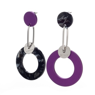 Серьги Nuance, асимметричные, с подвеской-кольцом, NFN-24.04-056 фиолетовый