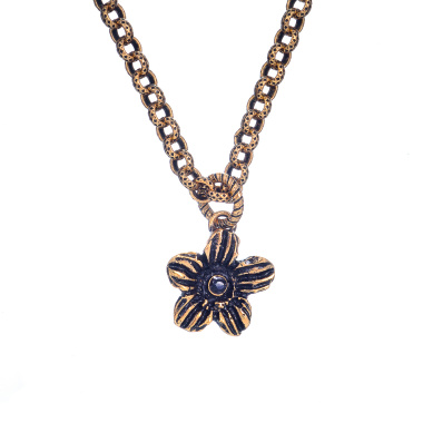 Колье Alcozer&J, цветок с сапфиром, AL2502-C28AI24 золотистый