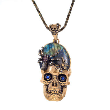 Колье Alcozer&J, лабрадорит, агат,  жемчуг, рубин, сапфир, AL2502-C228AG24 золотистый