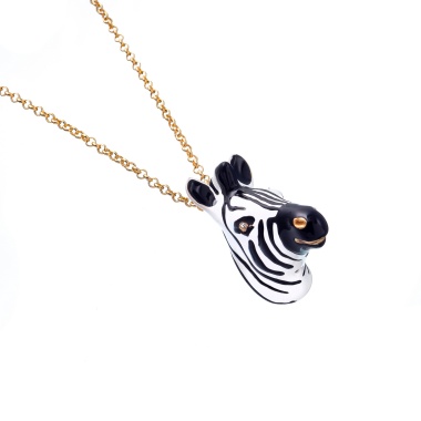 Колье Polina Firenze, зебра с кристаллами и эмалью, PF25.2-PE4284 белый