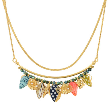 Колье TARATATA, Archipel, с цветной смолой, бусинами и стразами, TT-E24-03105-20M золотистый