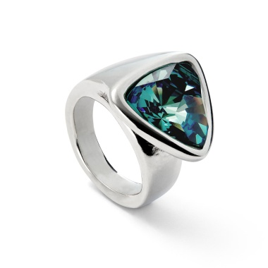 Кольцо UNOde50 Ser Camaleonica с зеленым кристаллом, с серебром ANI0833VRDMTL15